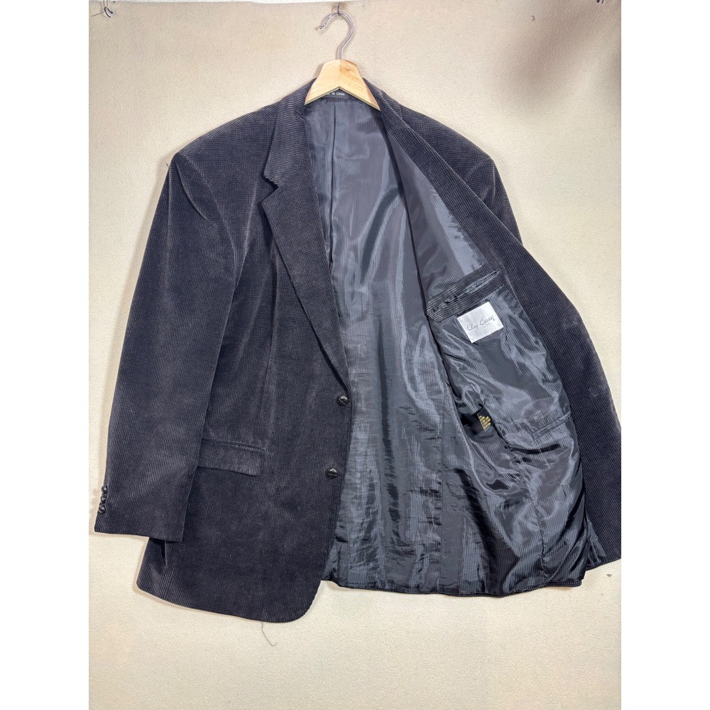 Oleg Cassini 46 Giorgio Romazzini Mens Corduroy Blazer Sport Coat Gray Black EUC